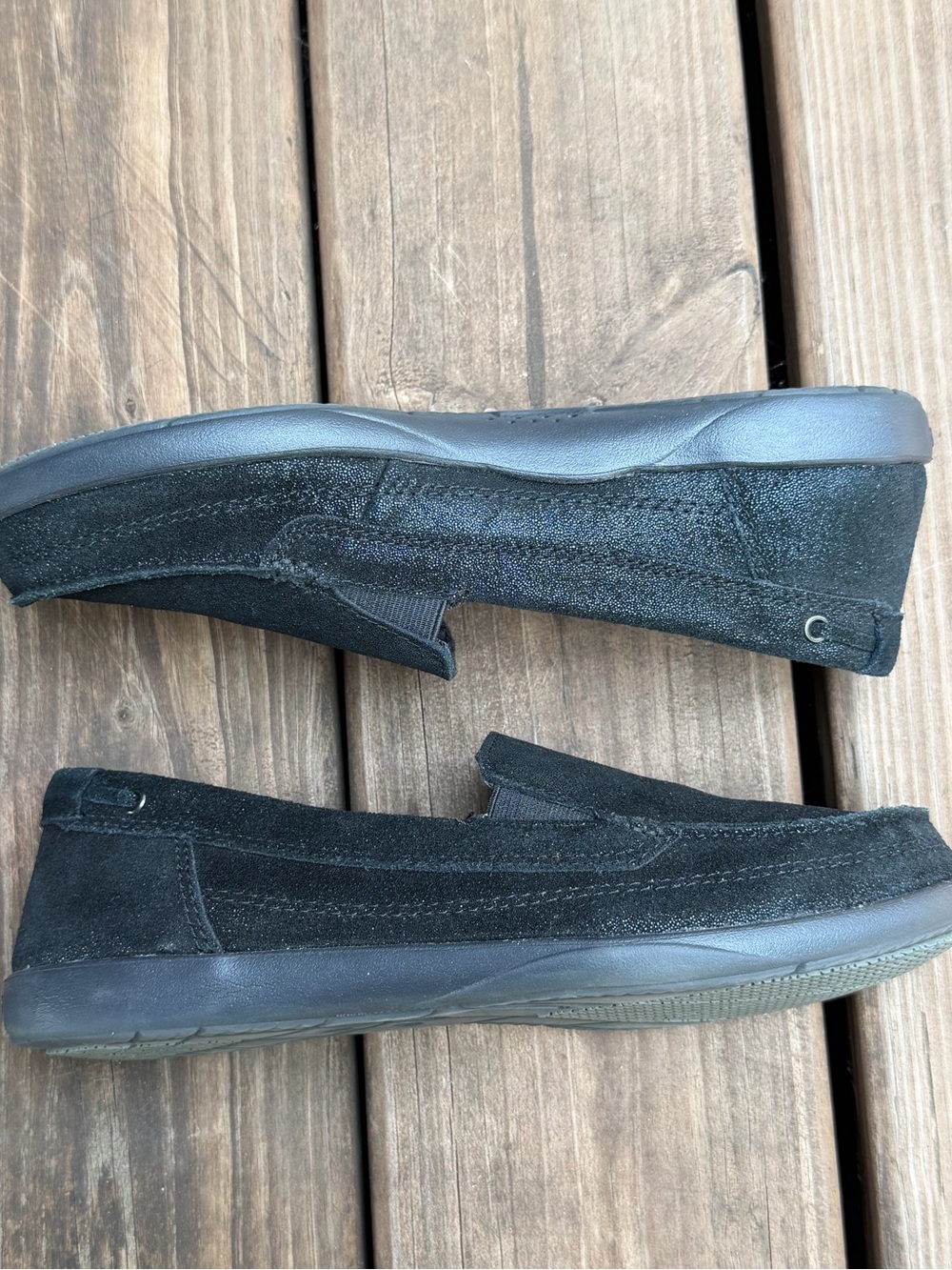 Crocs Black Walu Shimmer Leather Loafer Size 9 Women's NWOT - Picture 4 of 10